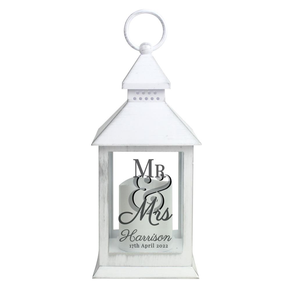 Personalised Mr & Mrs White Wedding Lantern £15.29